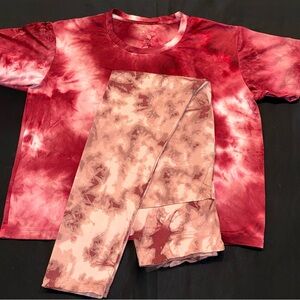 Red Tie-Dye T-Shirt and Leggings Set